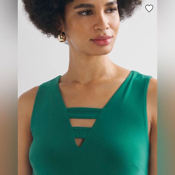 White House Black Market Cutout Mini Dress Size XS V-Neck Zipper Back Green - Picture 2 of 11